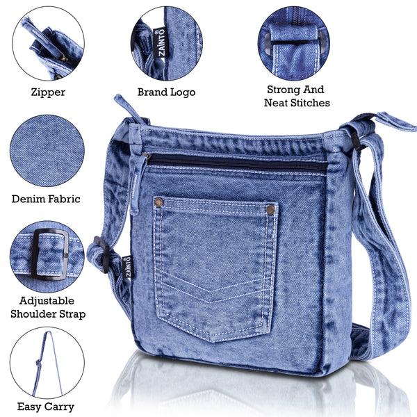 ZAINTO Denim Cross-Body sling Bag for men and women