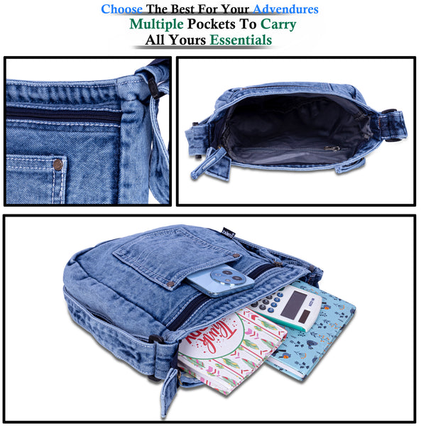 ZAINTO Denim Cross-Body sling Bag for men and women