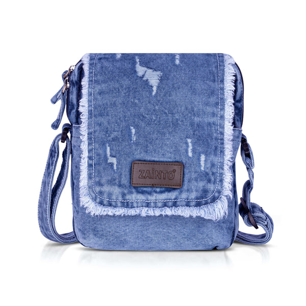 ZAINTO Crossbody Sling Bag for Women & Girls – Stylish Denim Casual Fringe Shoulder Bag with Adjustable Strap
