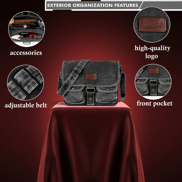 ZAINTO Denim Sling bag Students Book Bag for women