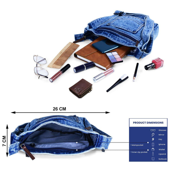 ZAINTO Denim Cross-Body sling Bag for men and women