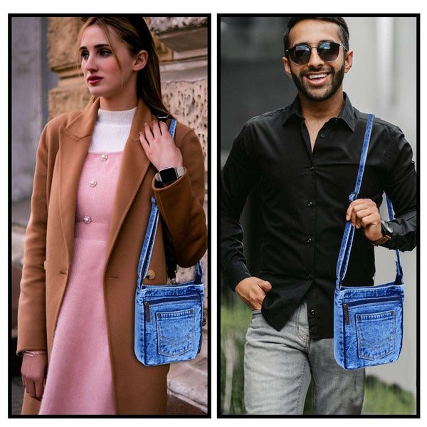 ZAINTO Denim Cross-Body sling Bag for men and women