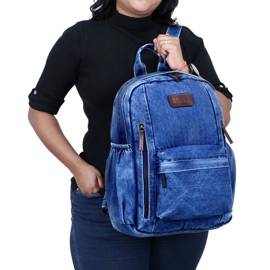 ZAINTO Denim Backpack for women Students college Bookbag
