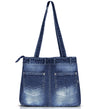 ZAINTO® Denim Tote Bag for Women with Zip | Stylish Shoulder Bag for College, Travel, Work | Spacious, Eco-Friendly, Lightweight Casual Jean Tote | Blue Durable Handbag for Girls & Ladies
