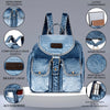 Stylish Denim Flap Backpack for Women & Men – Lightweight, Durable, and Spacious Bag for Travel, School, or Daily Use