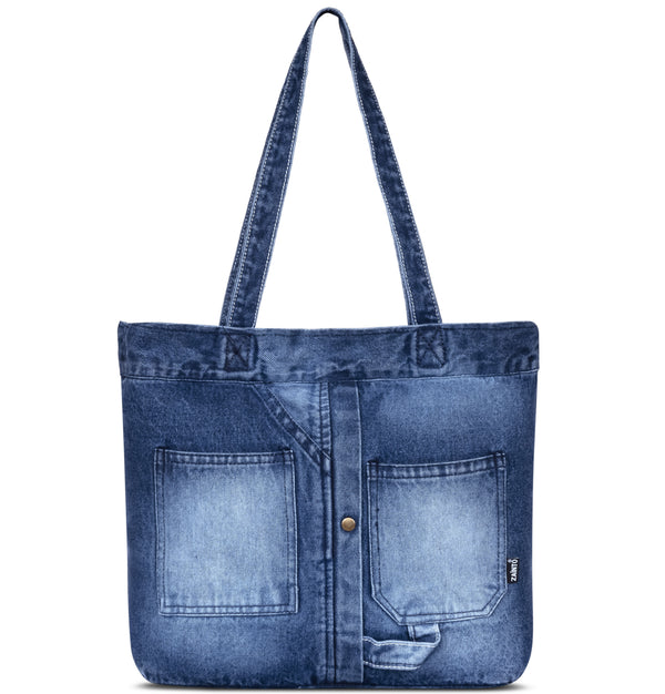 ZAINTO Premium Denim Tote Bag for Women & Girls – Eco-Friendly, Stylish & Spacious Handbag – Washable Like Jeans