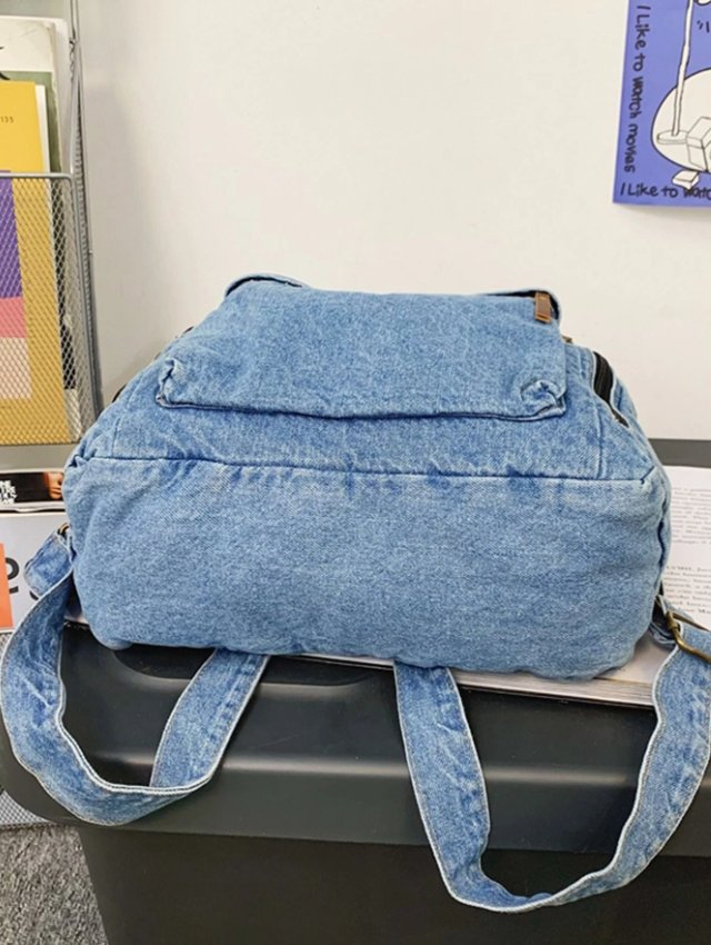 ZAIINTO Denim Backpacks for men and women Schoolbag College Students Junior High School Students Bookbag
