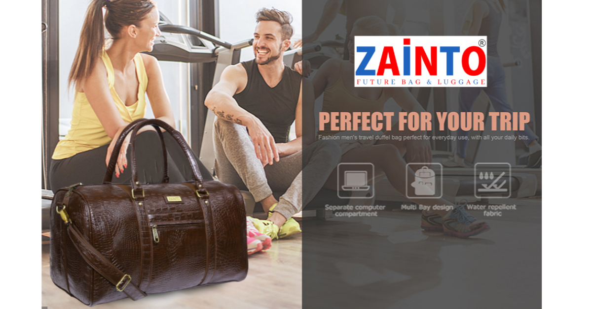 ZAINTO Unisex Stylish Duffel bag for travel Cabin Bags for Travelling iTextured Leather Duffle Bags for Men and Women (Brown)