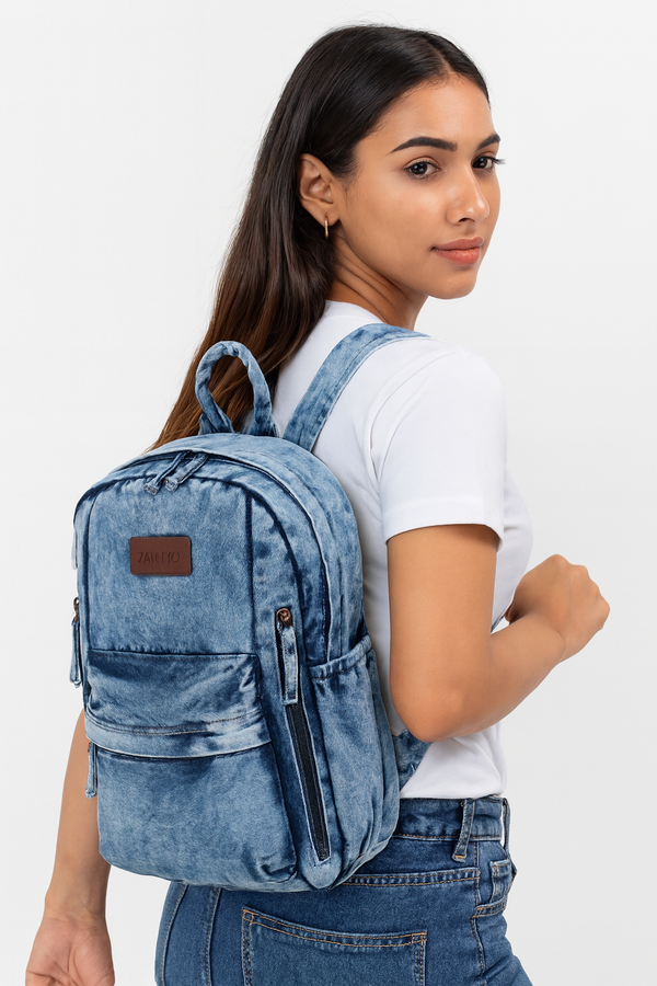 ZAINTO Denim Backpacks for women Stylish Outdoor Travel Commute Daypack Large Capacity Schoolbag College Students Junior High School Students Bookbag