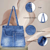 ZAINTO® Denim Tote Bag for Women with Zip | Stylish Shoulder Bag for College, Work & Travel | Eco-Friendly, Spacious, Washable Jean Handbag with Pockets