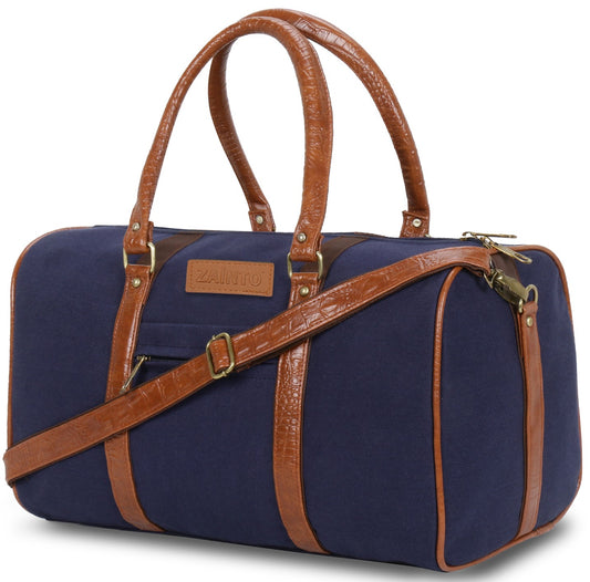ZAINTO Canvas stylish weekender travel duffle bag for men and women (Navy Blue)