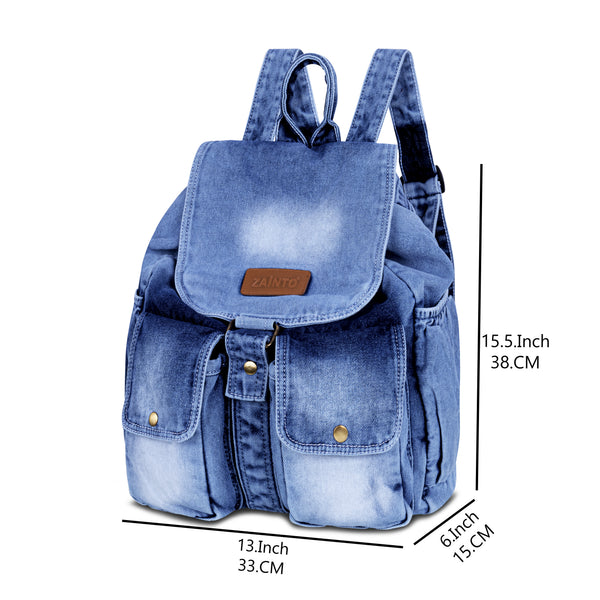 Stylish Denim Flap Backpack for Women & Men