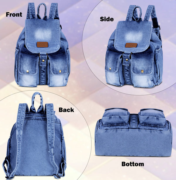 Stylish Denim Flap Backpack for Women & Men