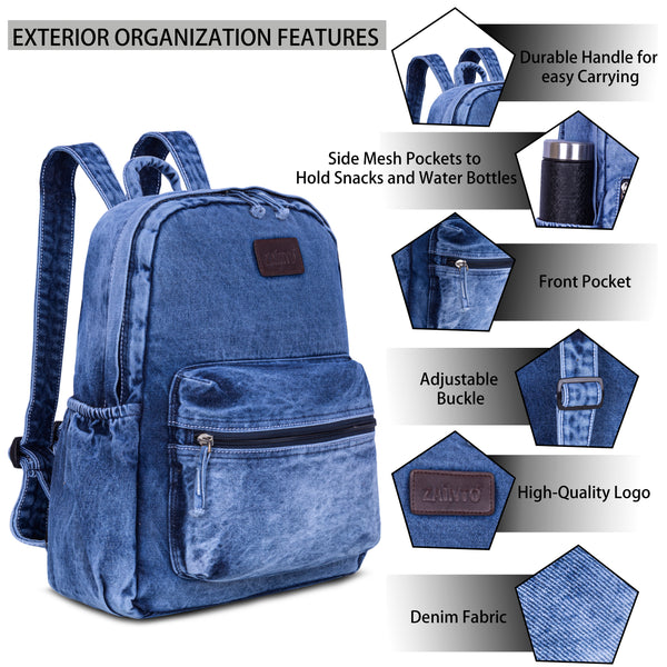 ZAINTO® Women's Denim Laptop Backpack | Eco-Friendly Office & Work Bag with Laptop Sleeve | Stylish Lightweight Professional Bag for Women | Travel, Business, School & Daily Use