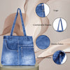 ZAINTO® Denim Tote Bag for Women with Zip | Stylish Shoulder Bag for College, Work & Travel | Eco-Friendly, Spacious, Washable Jean Handbag with Pockets