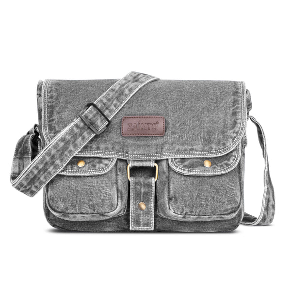 ZAINTO Eco-Friendly Denim Messenger Sling Bag for Men & Women | Upcycled Crossbody Shoulder Bag with Adjustable Strap & Multiple Pockets | Sustainable & Stylish Travel Satchel