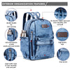 ZAINTO Denim Backpacks for women Stylish Outdoor Travel Commute Daypack Large Capacity Schoolbag College Students Junior High School Students Bookbag