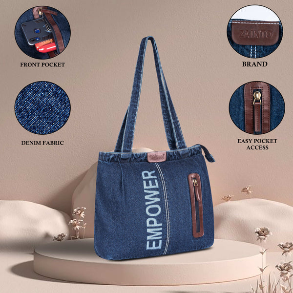 ZAINTO Denim Tote Bag for Women