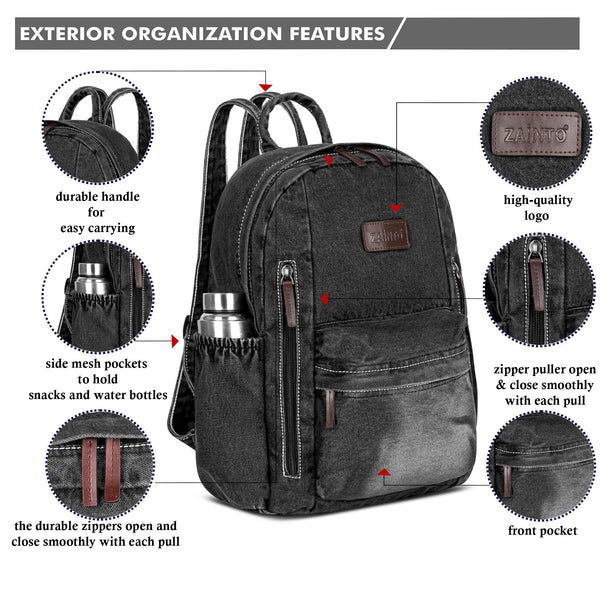 ZAIINTO Denim Backpacks for men and women Stylish Outdoor Travel bag
