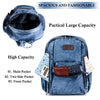 ZAINTO Denim Backpacks for women Stylish Outdoor Travel Commute Daypack Large Capacity Schoolbag College Students Junior High School Students Bookbag