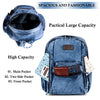 ZAINTO Denim Backpacks for women Stylish Outdoor Travel Commute Daypack Large Capacity Schoolbag College Students Junior High School Students Bookbag