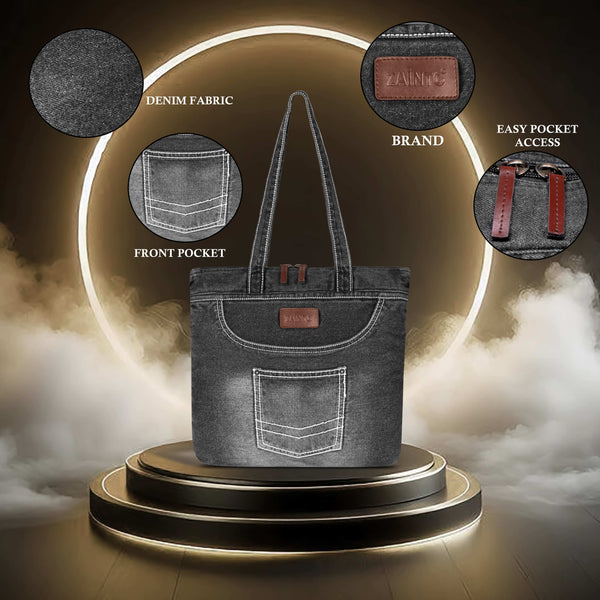 ZAINTO Premium Denim Tote Bag for women