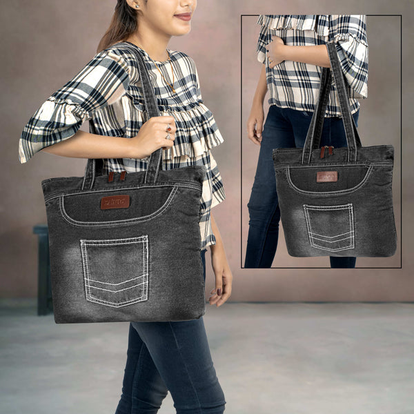 ZAINTO Premium Denim Tote Bag for women