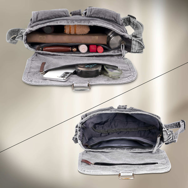 ZAINTO Eco-Friendly Denim Messenger Sling Bag for Men & Women | Upcycled Crossbody Shoulder Bag with Adjustable Strap & Multiple Pockets | Sustainable & Stylish Travel Satchel