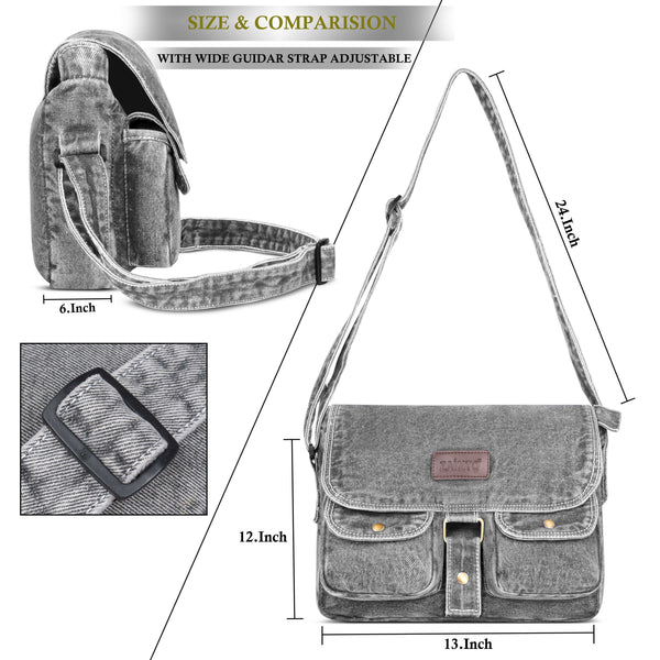 ZAINTO Eco-Friendly Denim Messenger Sling Bag for Men & Women | Upcycled Crossbody Shoulder Bag with Adjustable Strap & Multiple Pockets | Sustainable & Stylish Travel Satchel