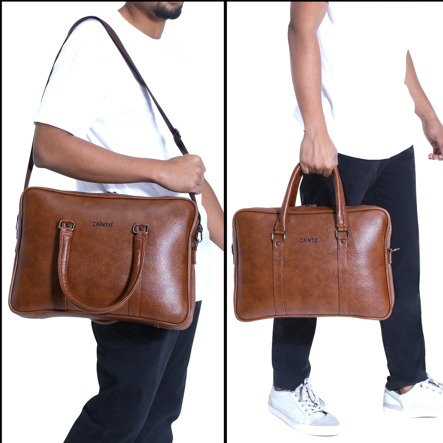 ZAINTO Laptop Bag for office Travel bag Faux Leather for Men Upto 15.6 inch with Shoulder Strap Messenger Bag
